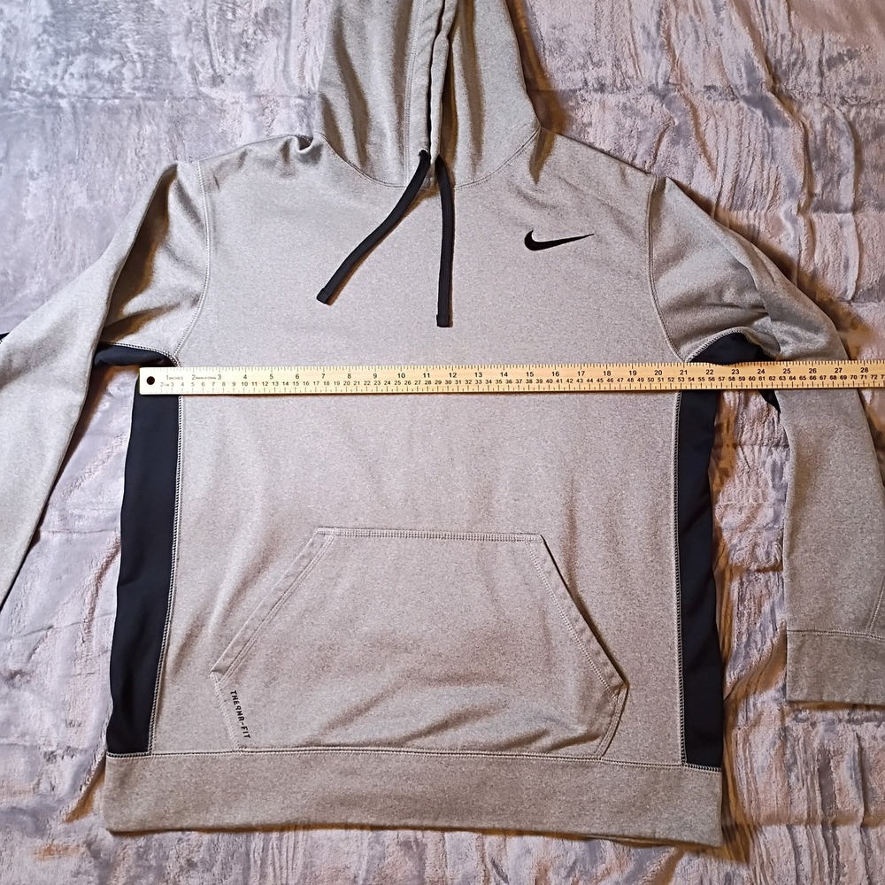 Nike Therma-FIT Mens Hoodie Grey Black Pullover Training Sweatshirt 465784-066 L - Picture 7 of 9